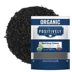 Positively Tea packaging delantero mostrando bolsa de 16 oz con ventaja orgánica
