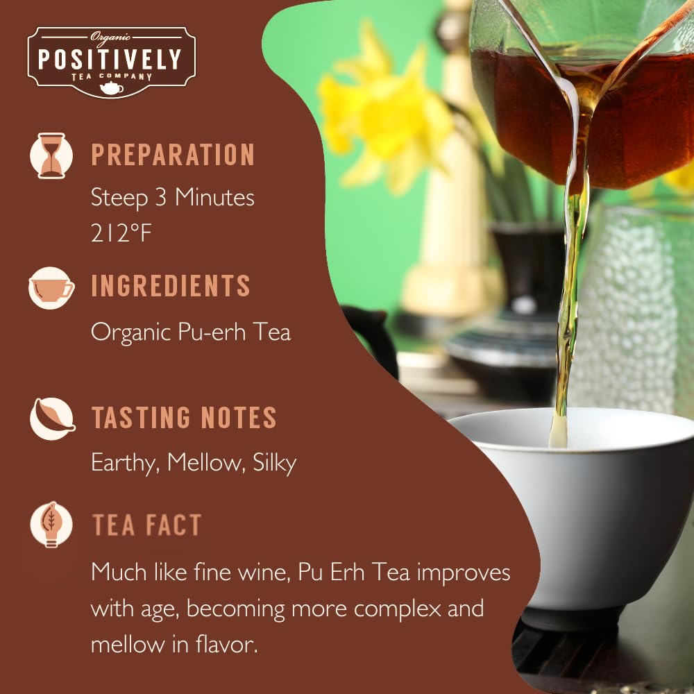 Organic Positively Tea hojas sueltas primer plano mostrando textura y calidad