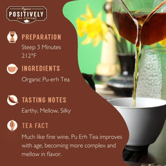 Organic Positively Tea hojas sueltas primer plano mostrando textura y calidad