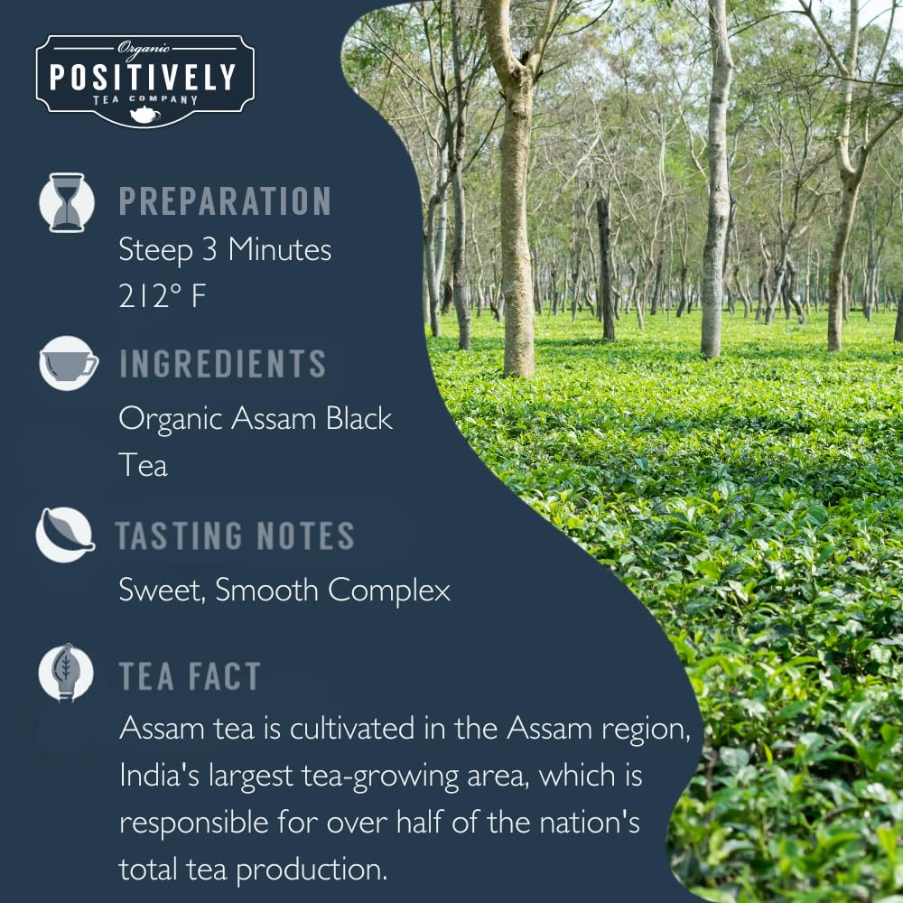 Organic Positively Tea hojas textura cercana mostrando calidad