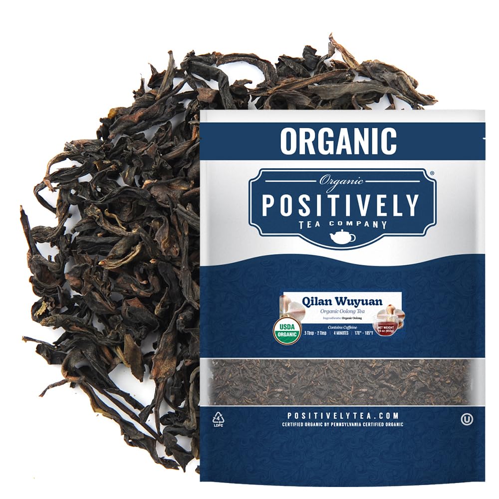 Positively Tea vista frontal del empaque que destaca calidad orgánica