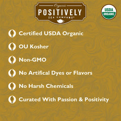 Positively Tea textura de hoja seca mostrando apariencia entera y aroma