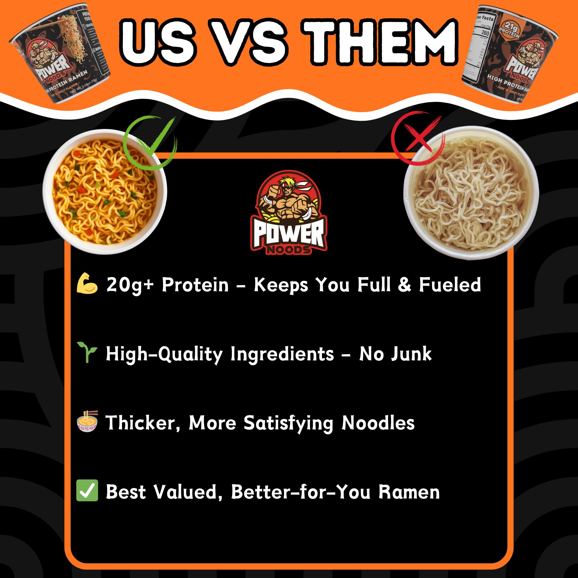 Power Noods en escena de cocina dando contexto de consumo diario y conveniencia