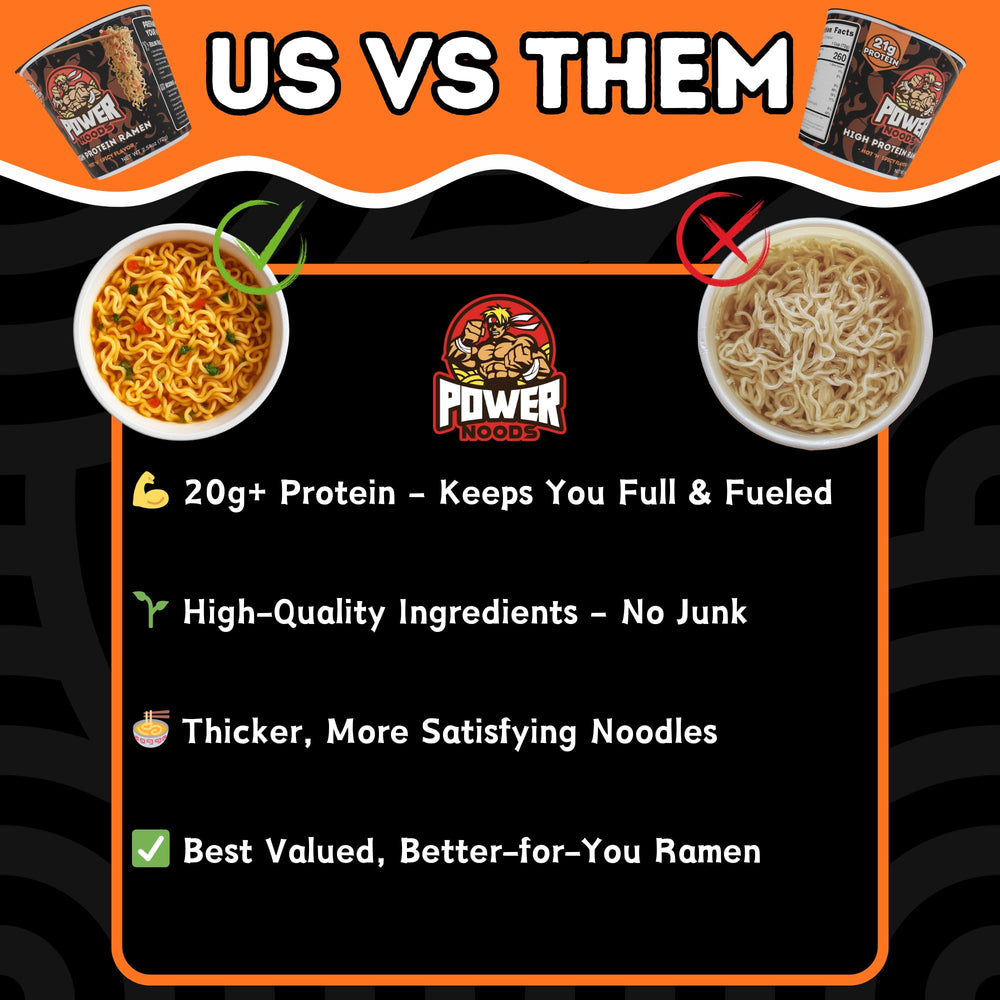 Power Noods en escena de cocina dando contexto de consumo diario y conveniencia