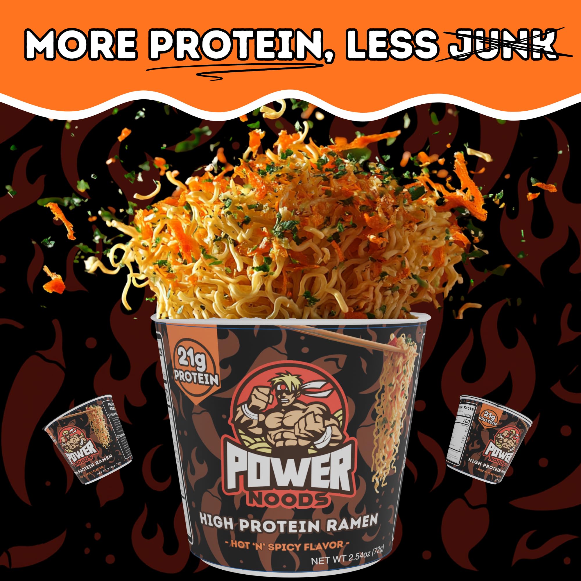 Power Noods 12 pack en despensa que destaca ahorro y almacenamiento práctico