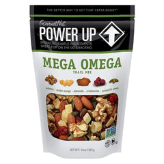 Power Up: frente del empaque del Mega Omega, resellable y práctico