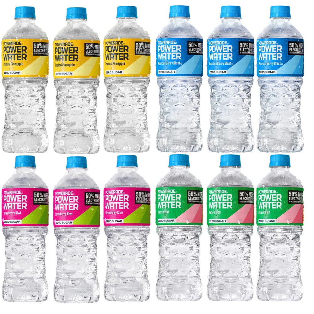 POWERADE pack frontal de 12 botellas mostrando variedad y conveniencia