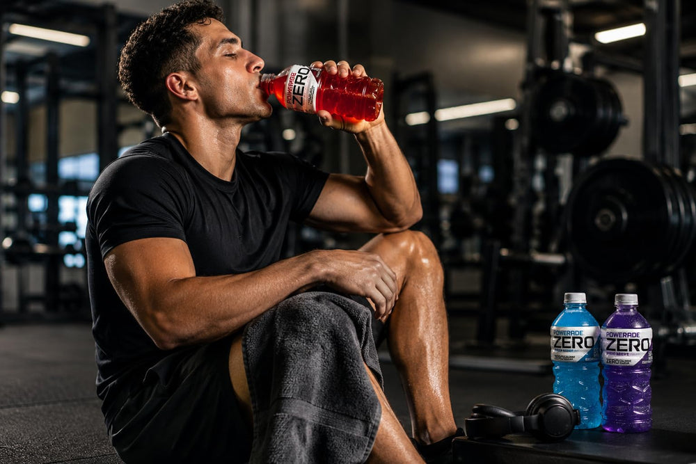 POWERADE Zero etiqueta mostrando electrolitos y ventajas funcionales