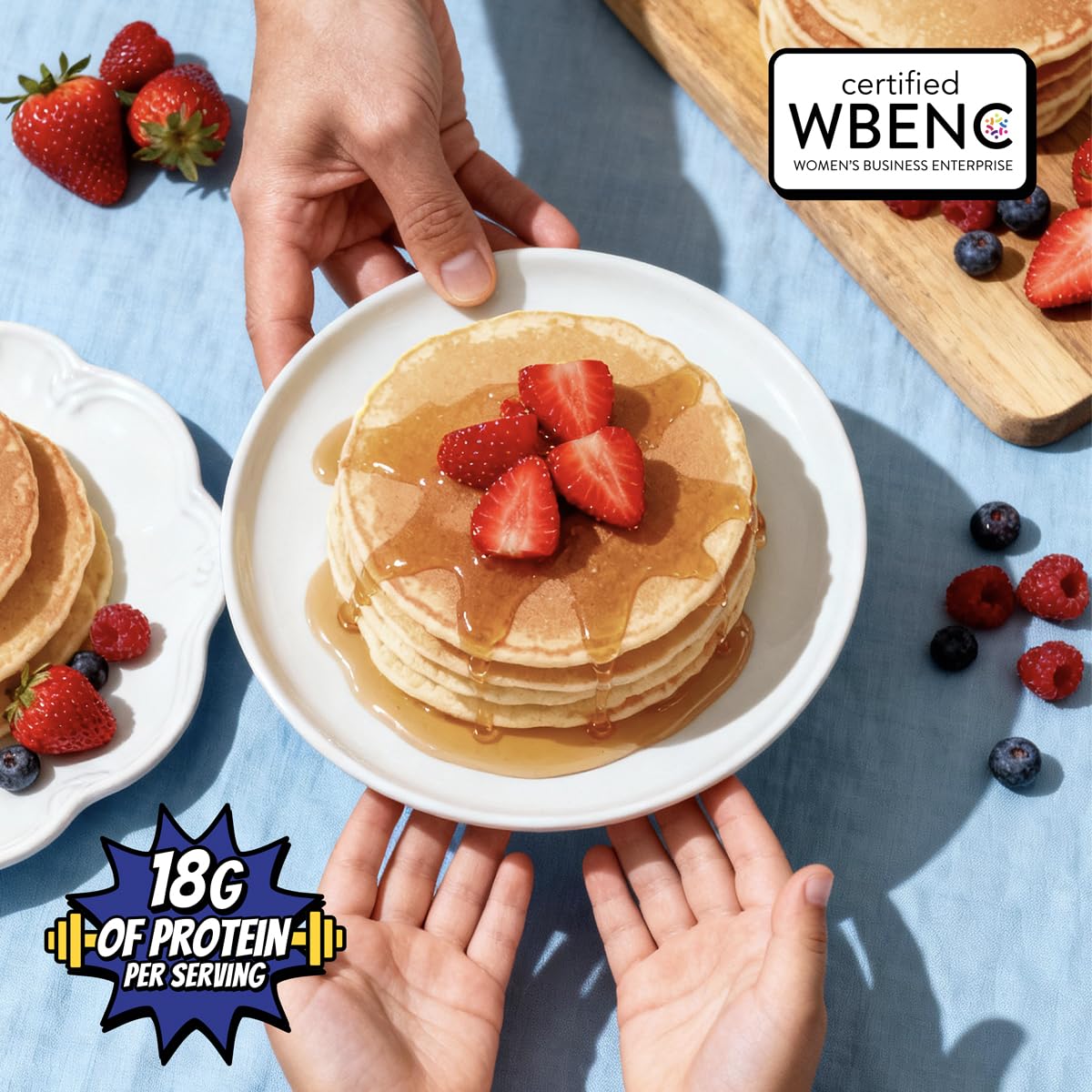 POWKAKES pancakes en sartén listos para servir con esponjosidad y alto aporte proteico