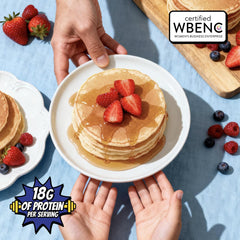 POWKAKES pancakes en sartén listos para servir con esponjosidad y alto aporte proteico