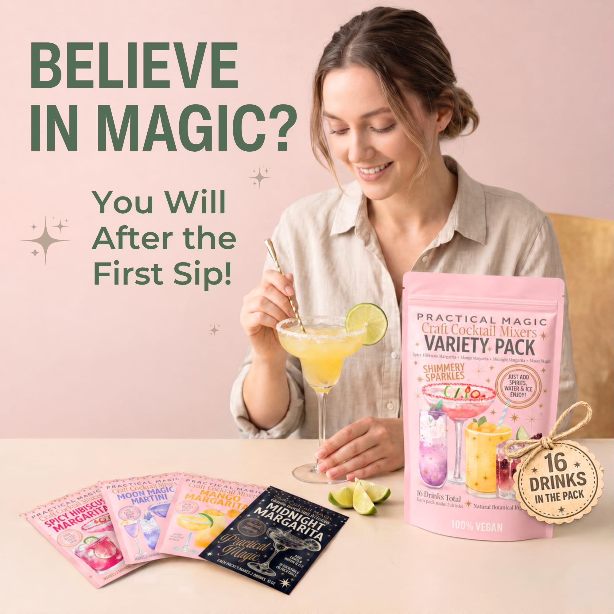 Practical Magic Midnight Margarita servida con brillo perlado y hielo