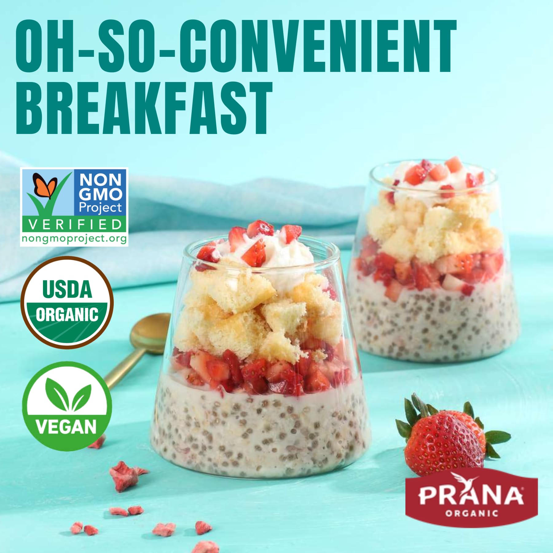 Prana Chialove etiqueta nutricional que muestra fibra y porciones por envase