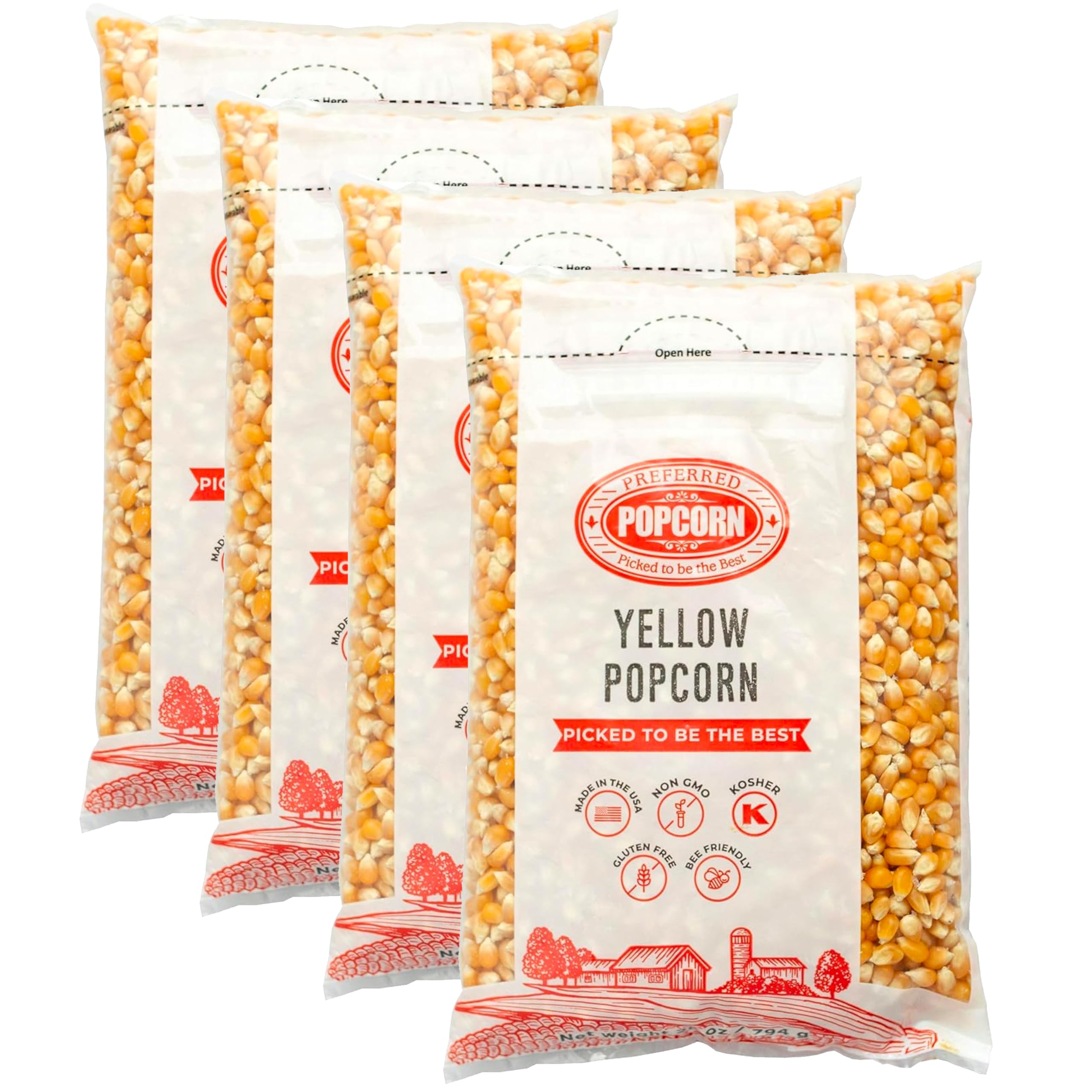 Preferred Popcorn empaque frontal mostrando la bolsa y marca, calidad visible