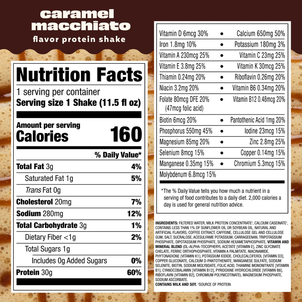 Premier Protein etiqueta nutricional detallada que resalta 30 g de proteína y vitaminas