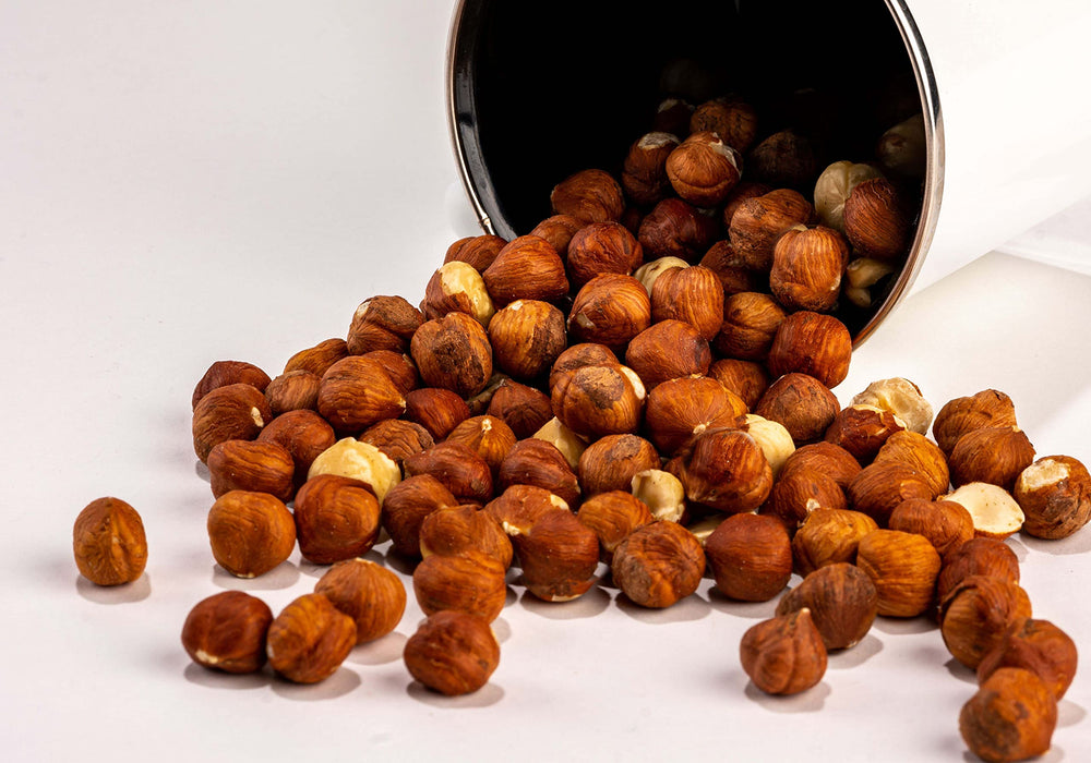 Premium Growers bolsa resellable abierta con avellanas, mantiene frescura