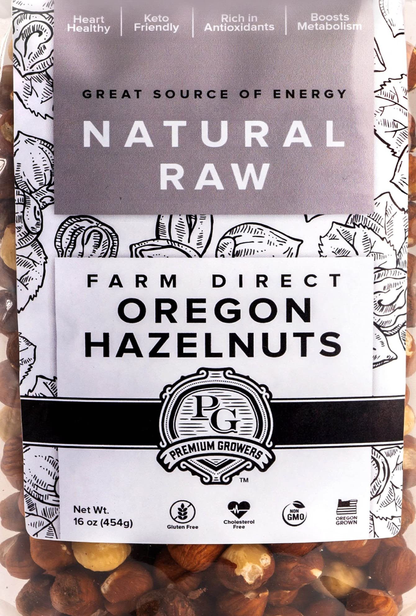Premium Growers paquete frontal mostrando 1 lb y etiqueta kosher, conveniencia visible