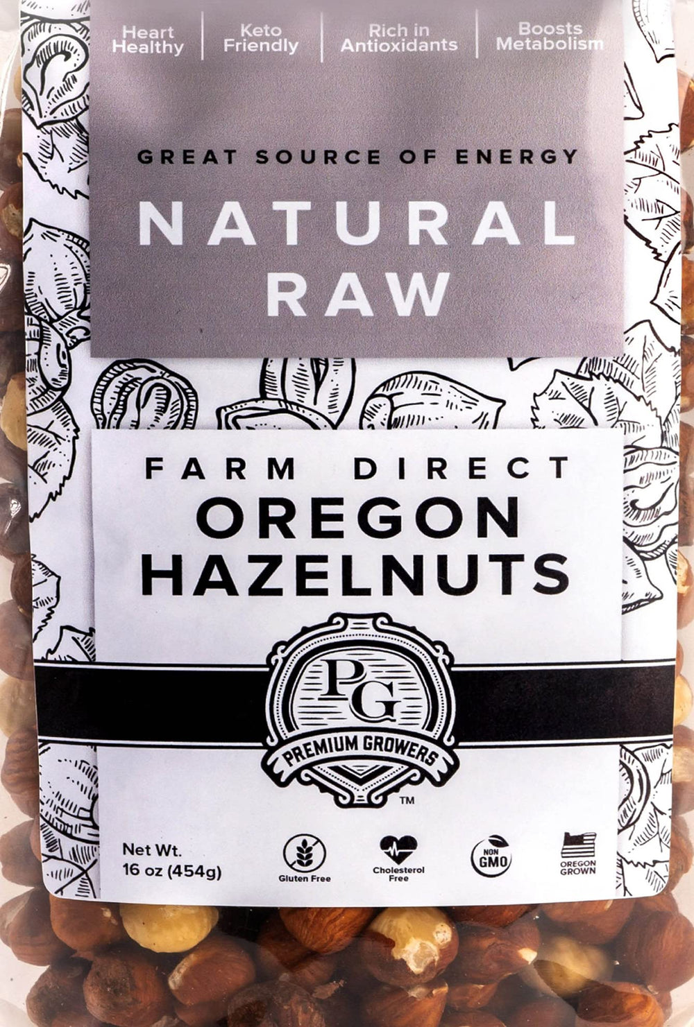 Premium Growers paquete frontal mostrando 1 lb y etiqueta kosher, conveniencia visible