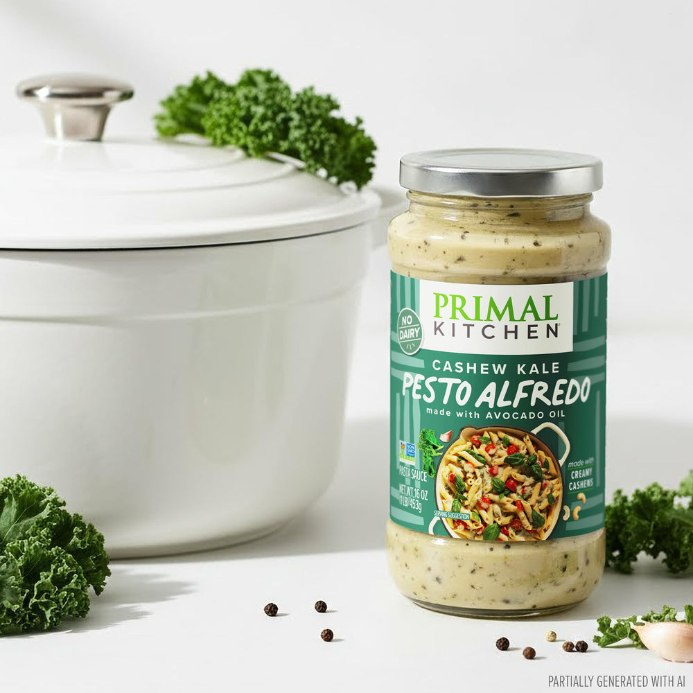 Primal Kitchen salsa sobre pasta mostrando resultado apetitoso