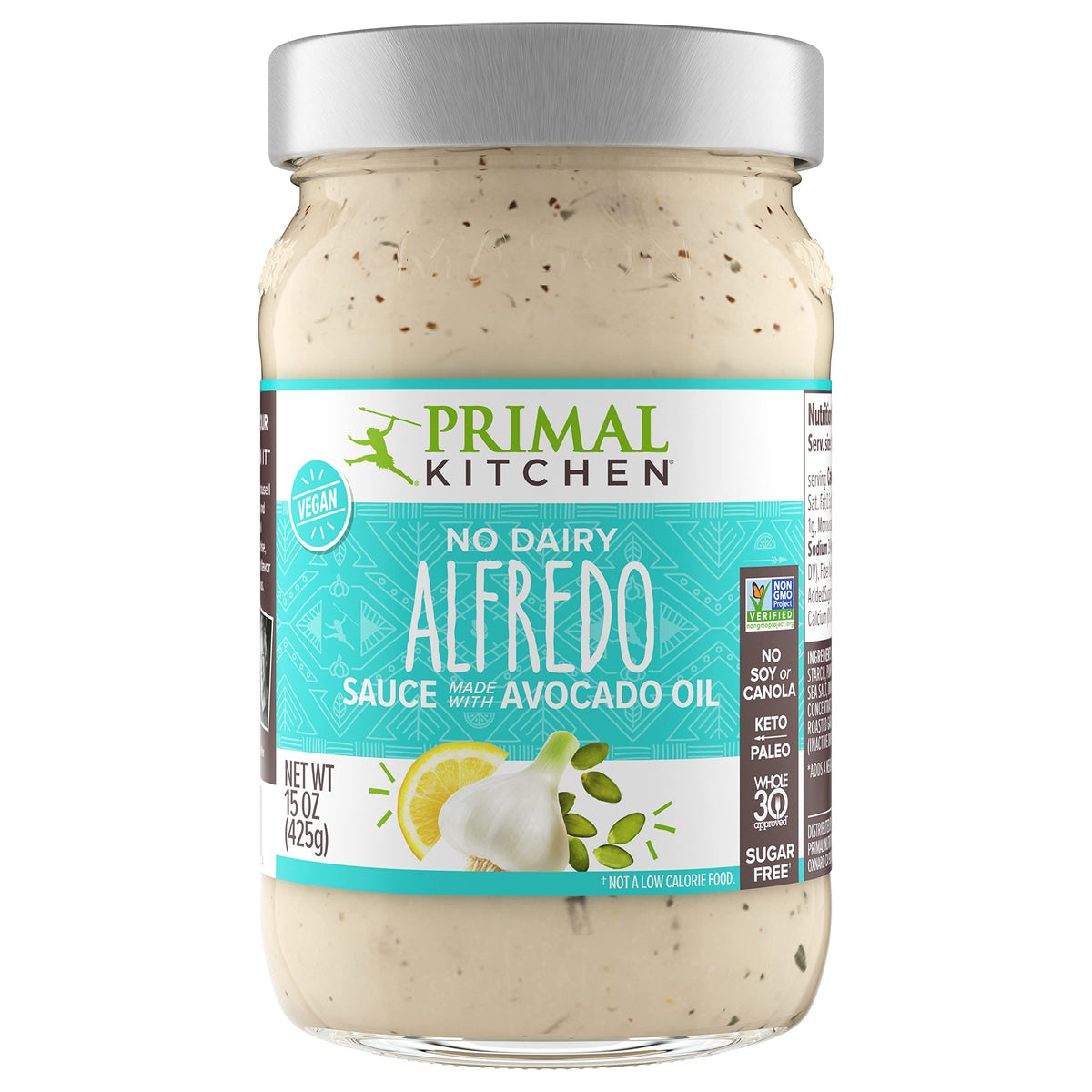 Primal Kitchen frasco frente mostrando etiqueta y tamaño práctico