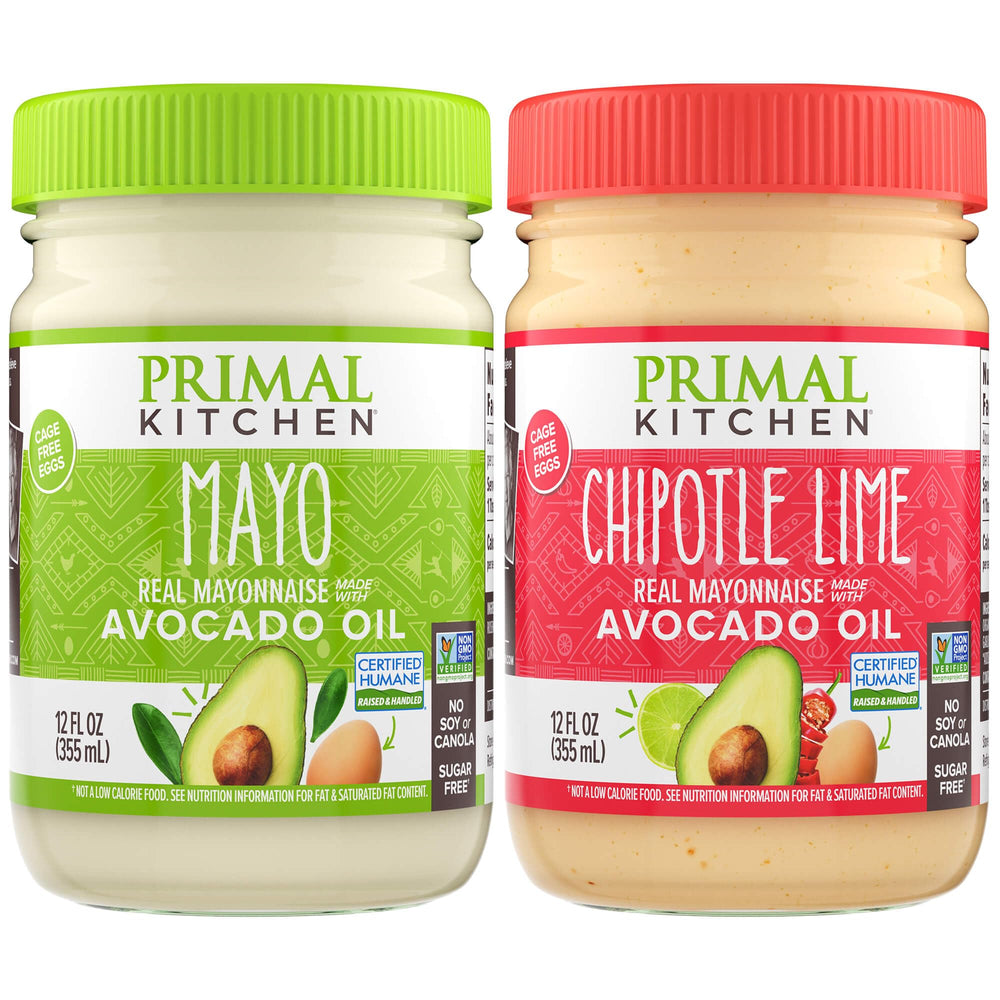 Primal Kitchen frascos frontales del pack mostrando diseño y variedades