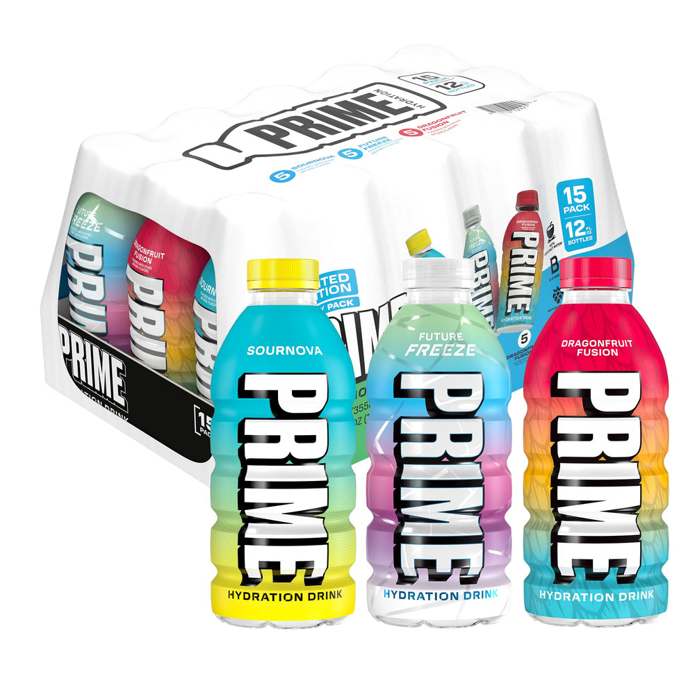 PRIME HYDRATION vista frontal del pack de 15 botellas, hidratación funcional inmediata