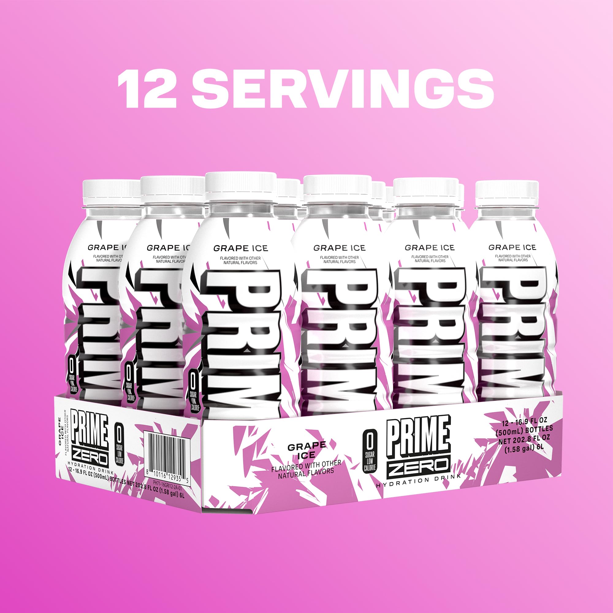 PRIME HYDRATION botella indicando sin colorantes ni sabores artificiales, opción más limpia