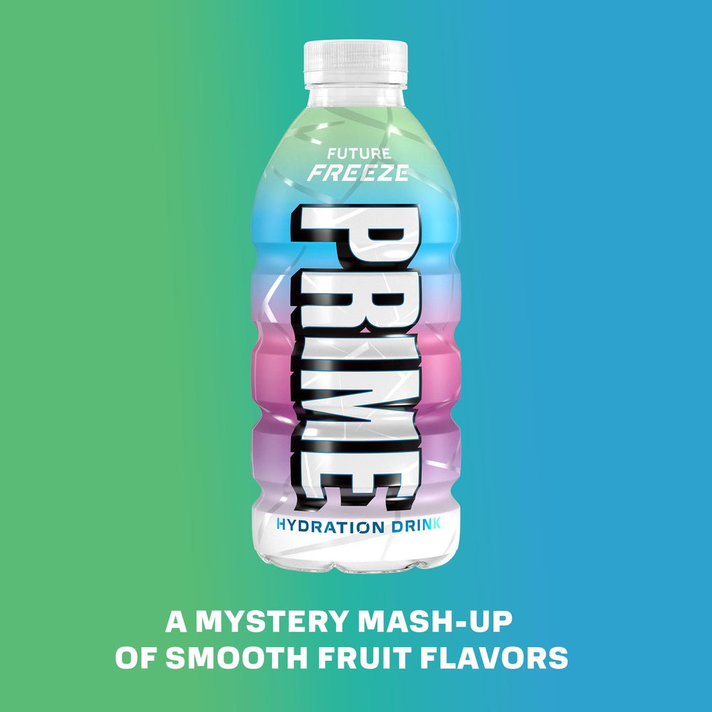 PRIME HYDRATION líquido vertiéndose para mostrar color y textura refrescante