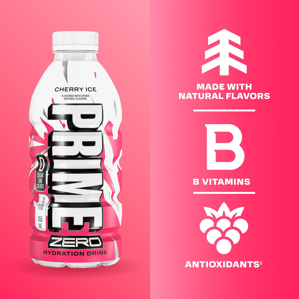 PRIME HYDRATION botella junto a mano para mostrar tamaño práctico