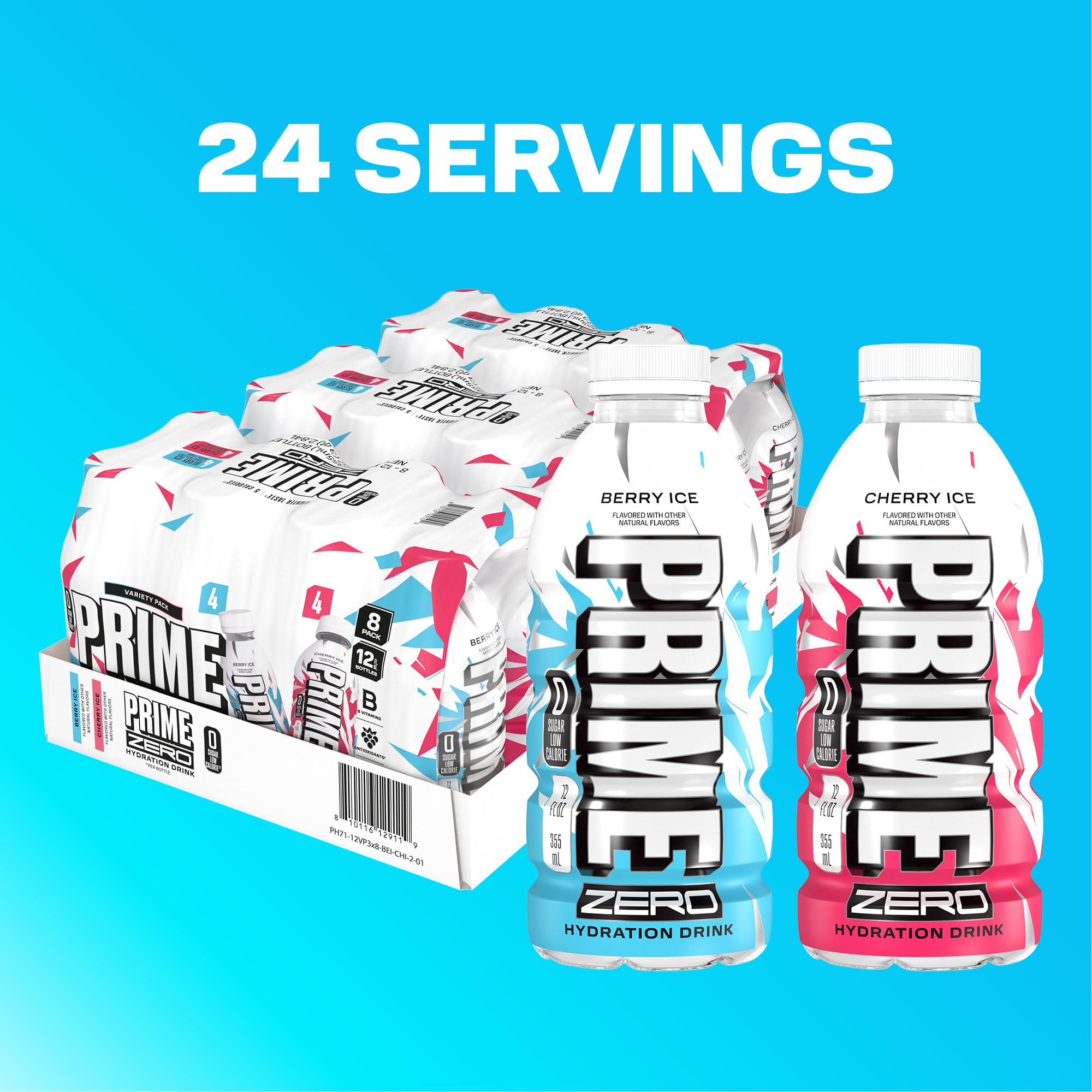 PRIME HYDRATION botella Berry Ice en mano para refresco rápido