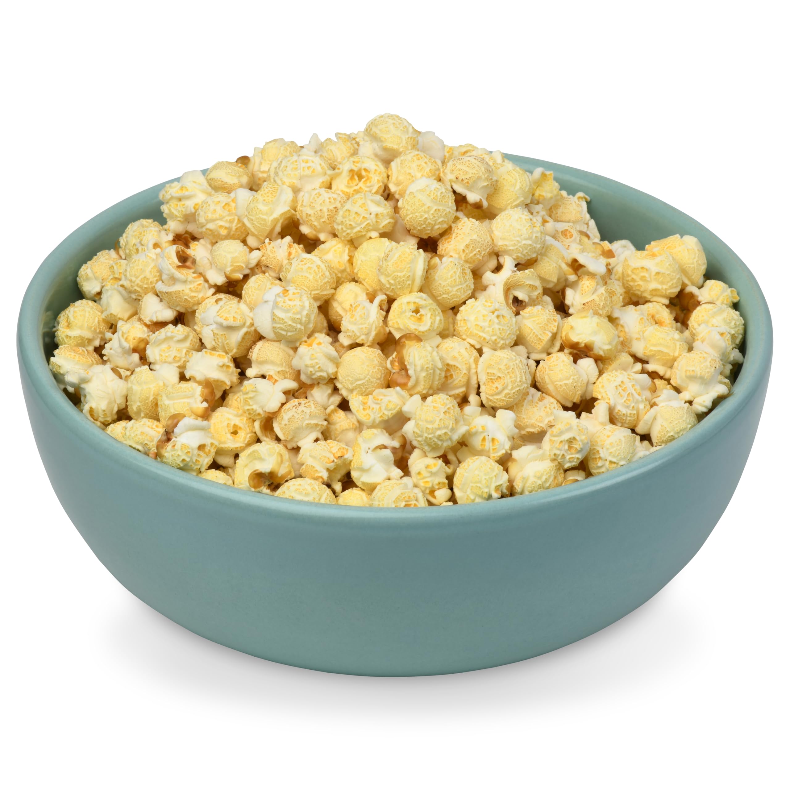Princeton Popcorn comparación de tamaño en mano demuestra piezas redondas y robustas