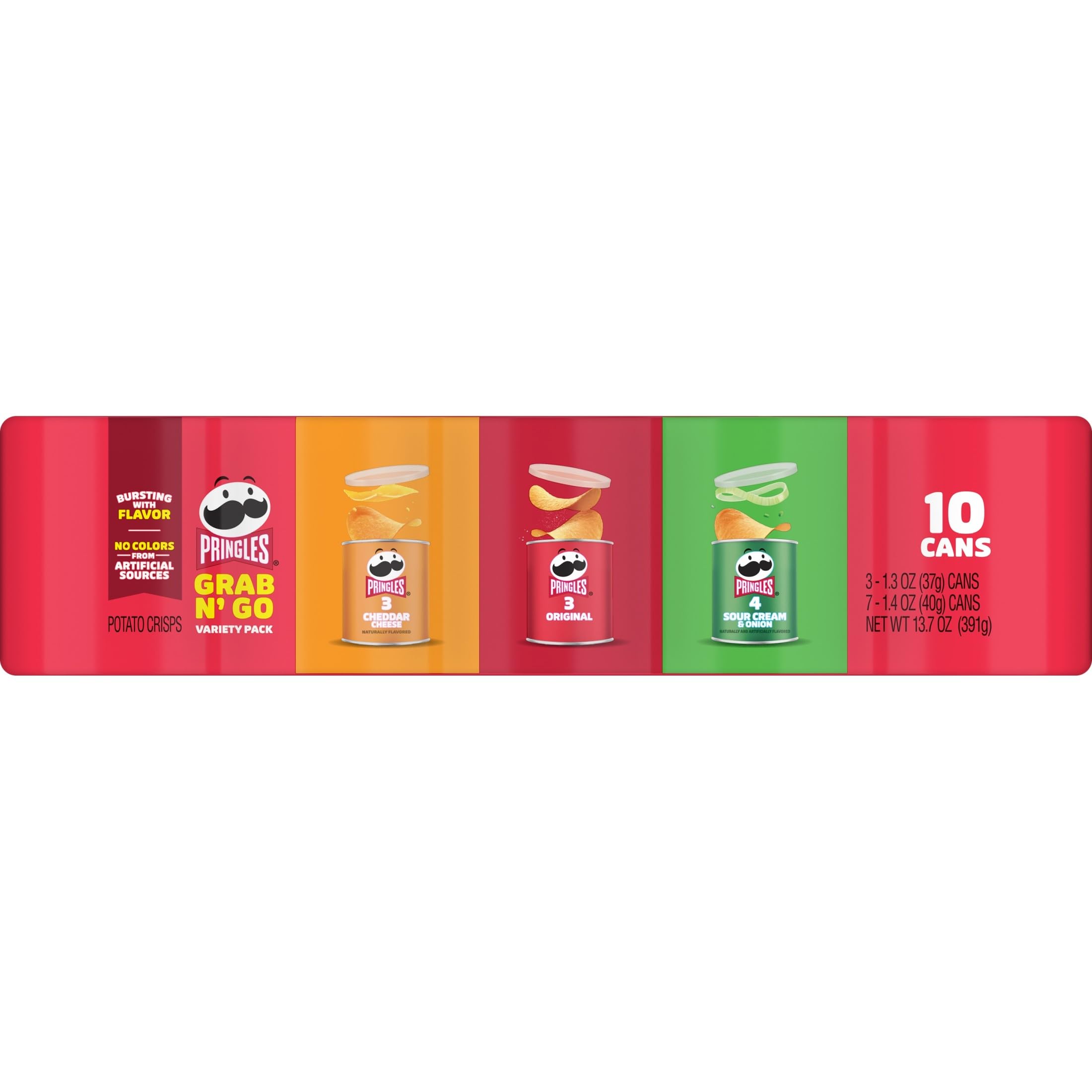 Pringles caja con 10 latas empaquetadas lista para almacenamiento