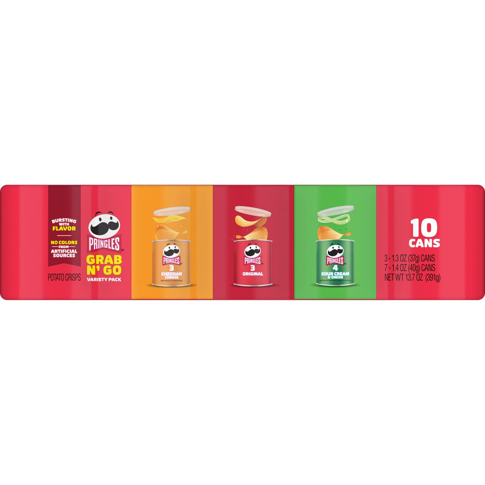 Pringles caja con 10 latas empaquetadas lista para almacenamiento