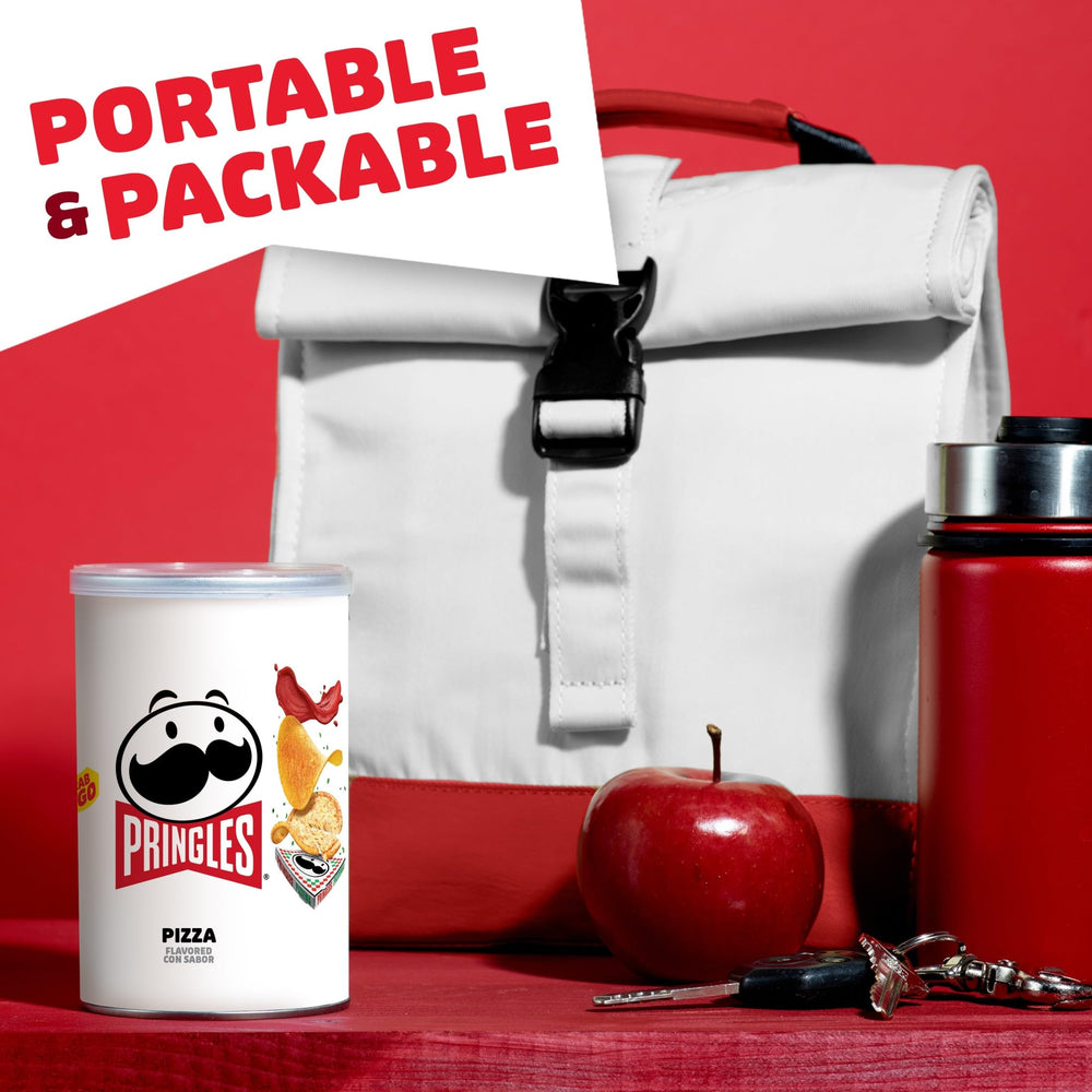 Pack de 12 latas Pringles Pizza mostrando el empaque para almacenar Pringles