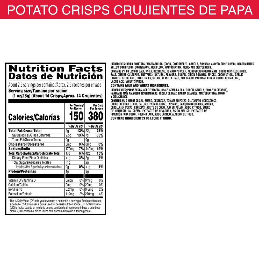 Detalle de la textura crujiente de un chip Pringles Pizza con sabor visible Pringles