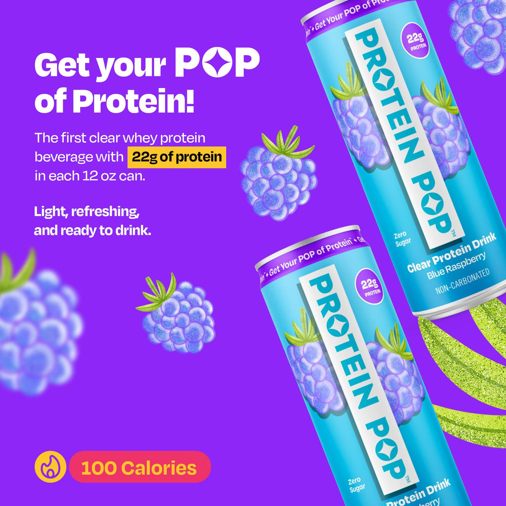 PROTEIN POP lata abierta en mano mostrando conveniencia para consumo inmediato