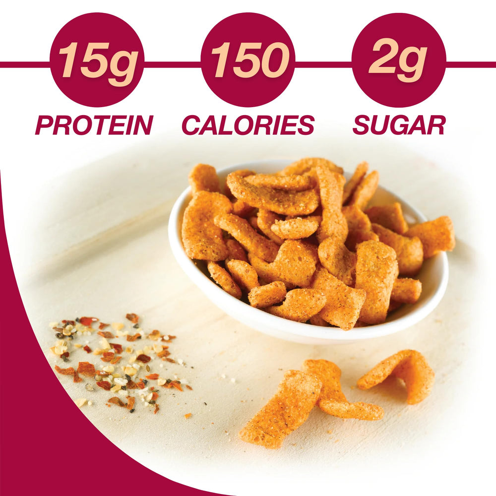 ProtiDIET pouch abierto que muestra textura crujiente y grosor uniforme