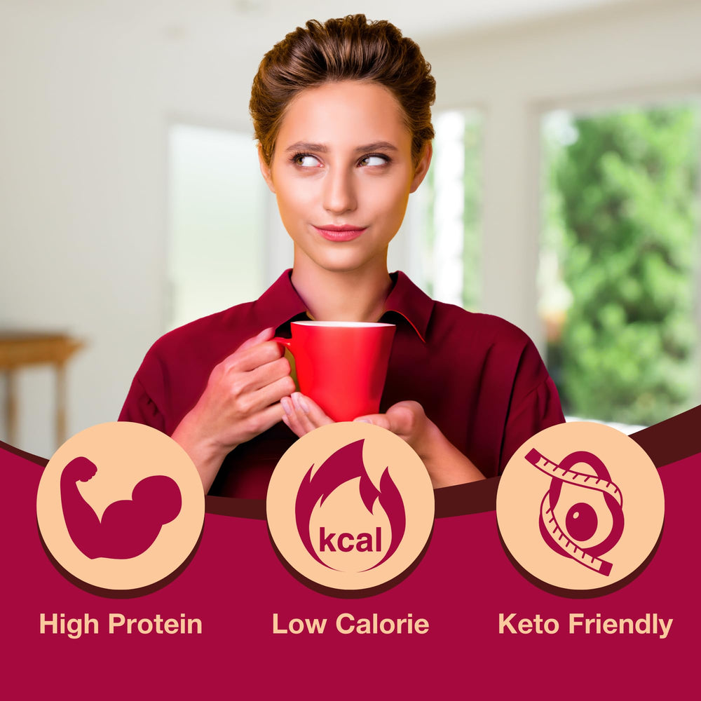 ProtiDIET vaso de chocolate caliente servido, reconforta tras ejercicio