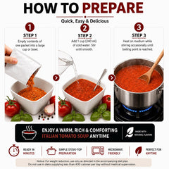 Cierre de la textura de la sopa ProtiFit Tomate Italiano mostrando consistencia y sabor
