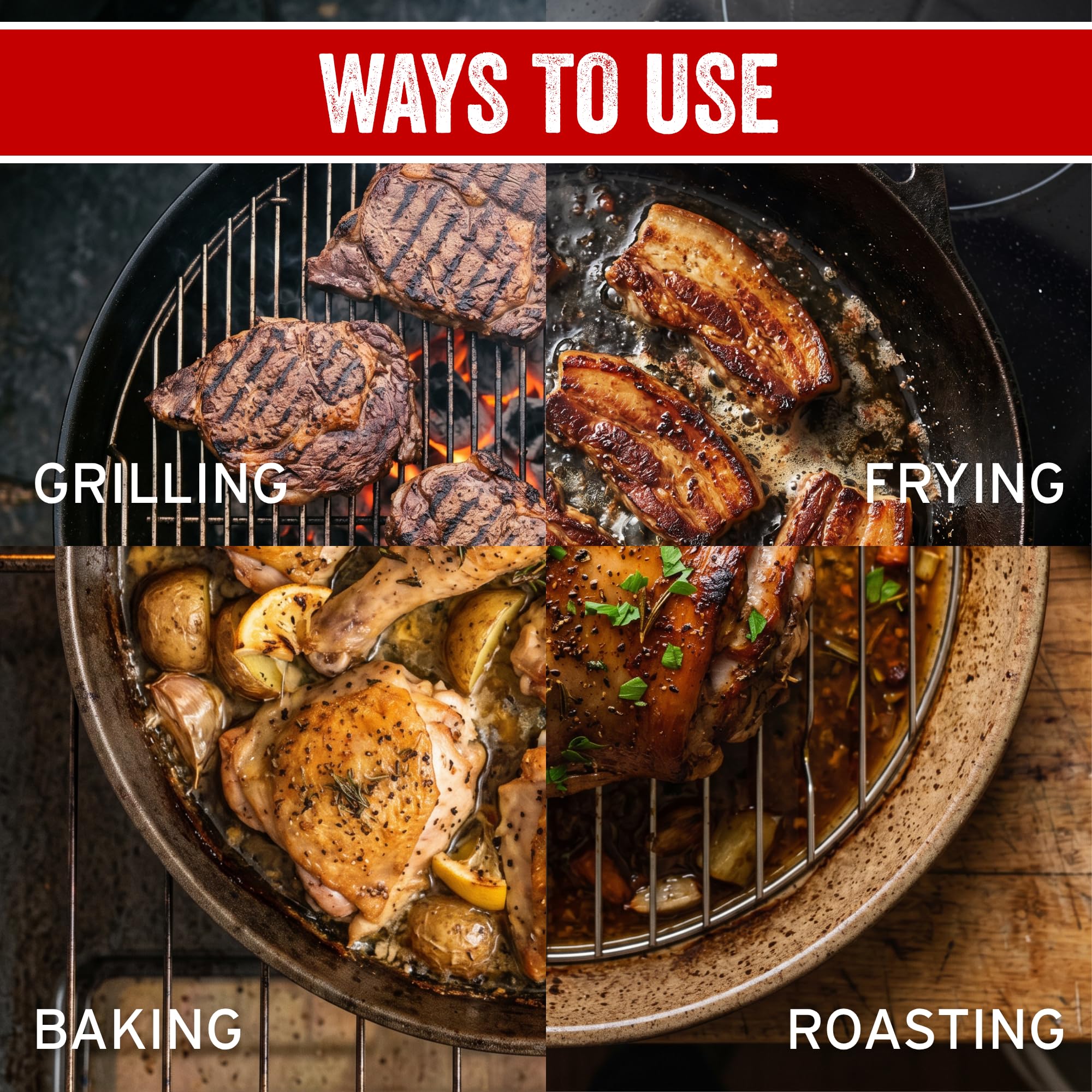 PS Seasoning sobre chuletas en parrilla aporta caramelización y aroma