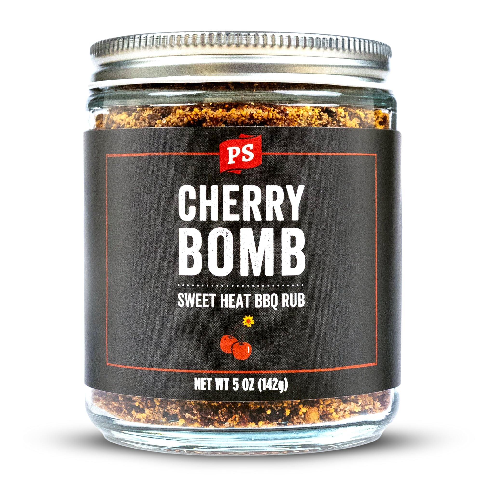 PS Seasoning frasco Cherry Bomb al frente mostrando el envase y atractivo visual