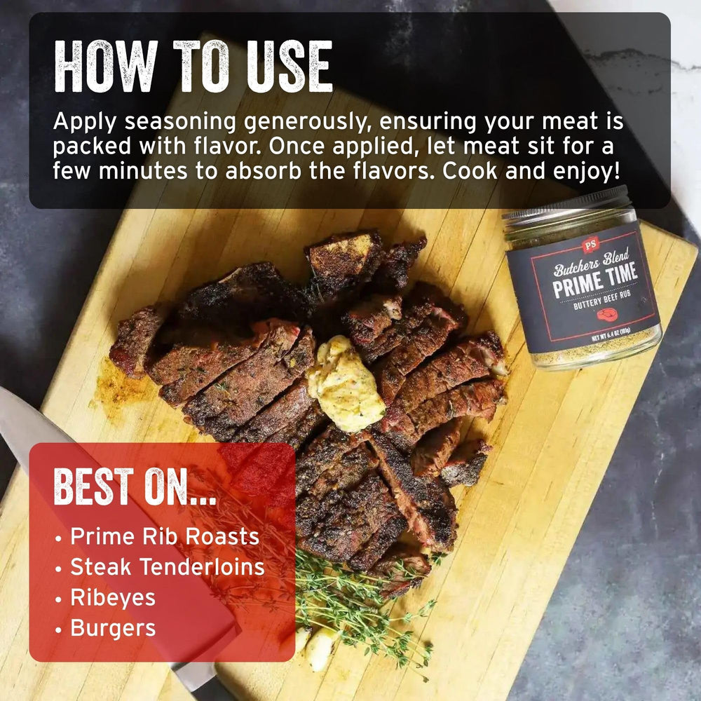 PS Seasoning aplicado en filete sobre parrilla para corte jugoso y corteza