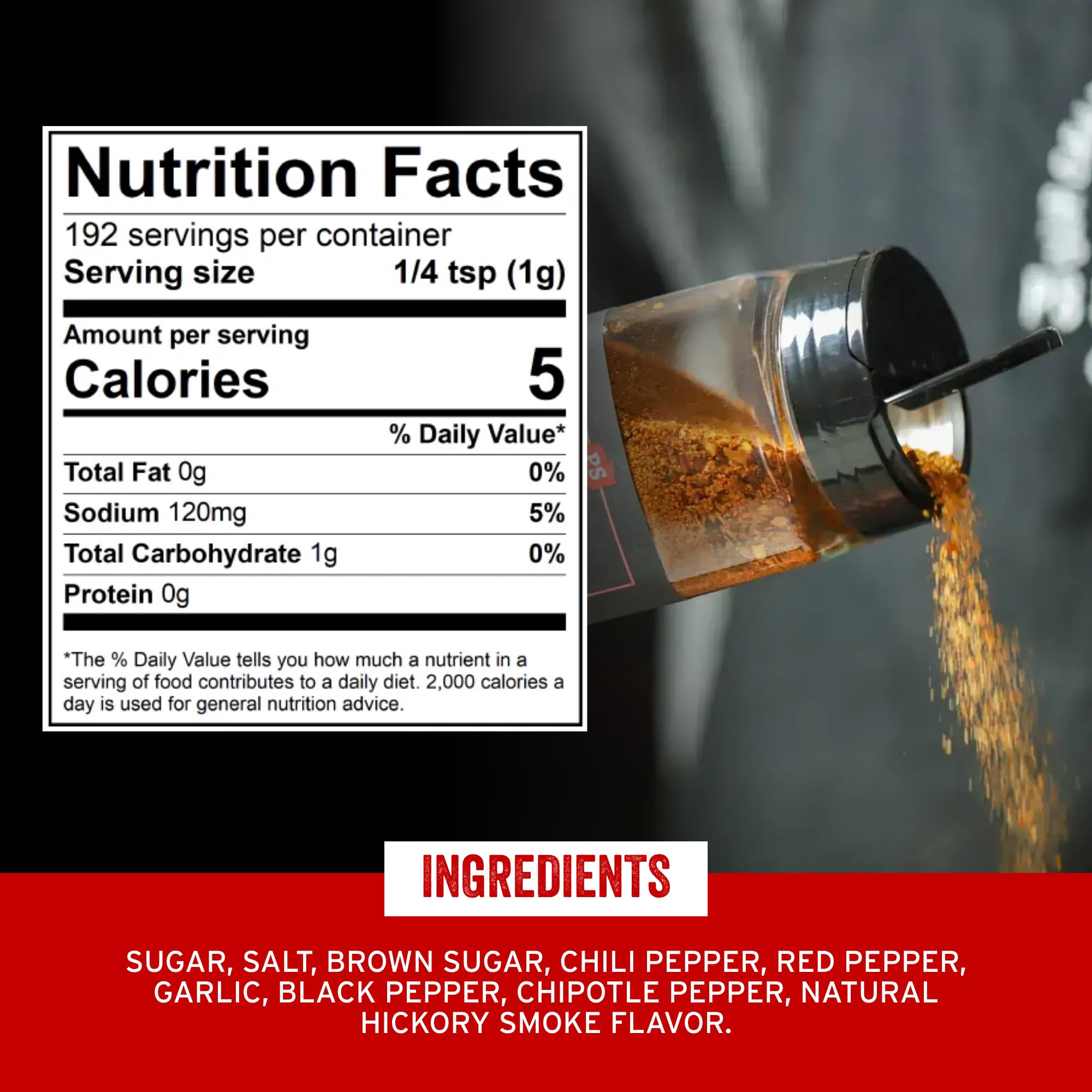 PS Seasoning junto a una regla muestra el tamaño y cantidad útil