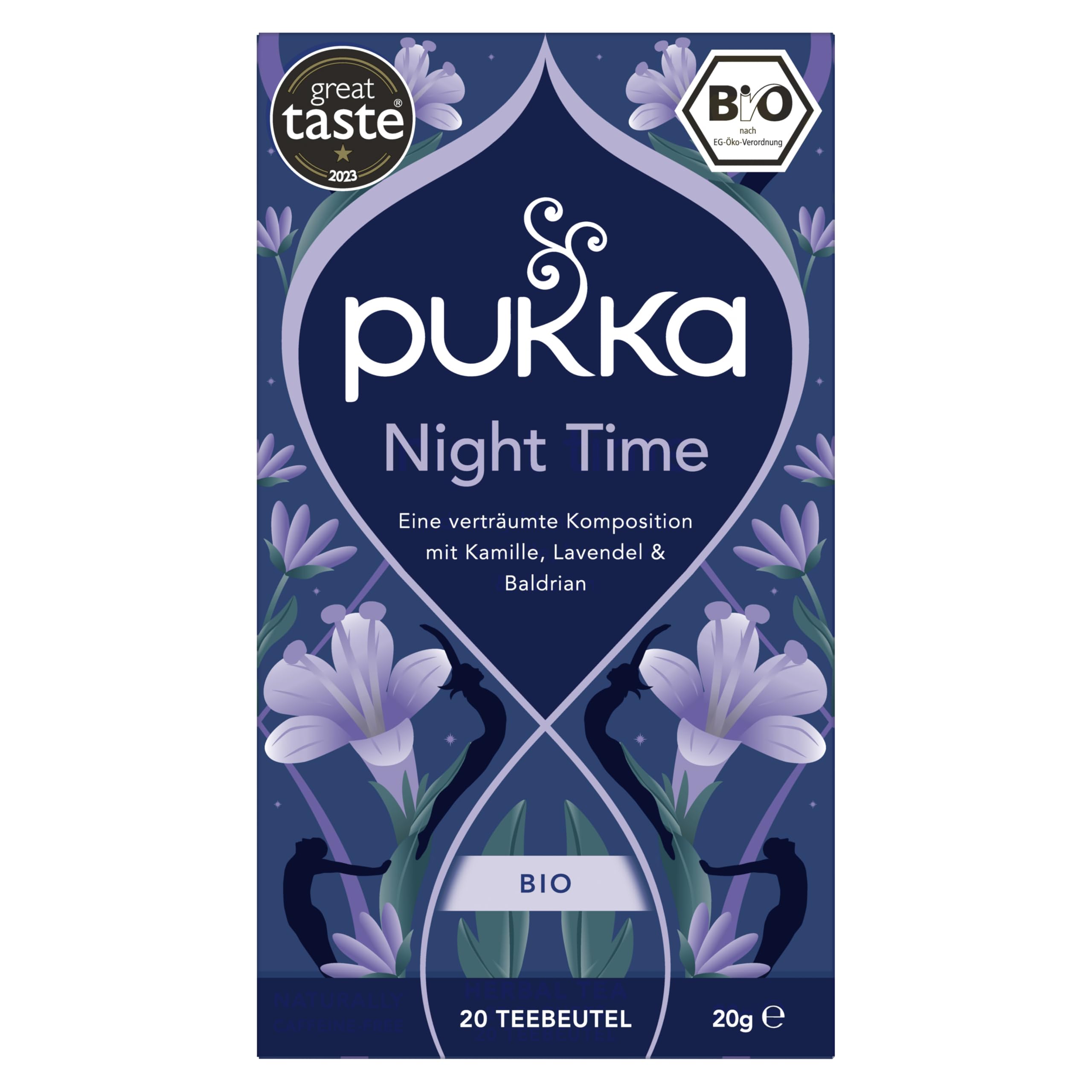 Pukka primer plano de flor de avena lavanda y flor de lima mezcla visible