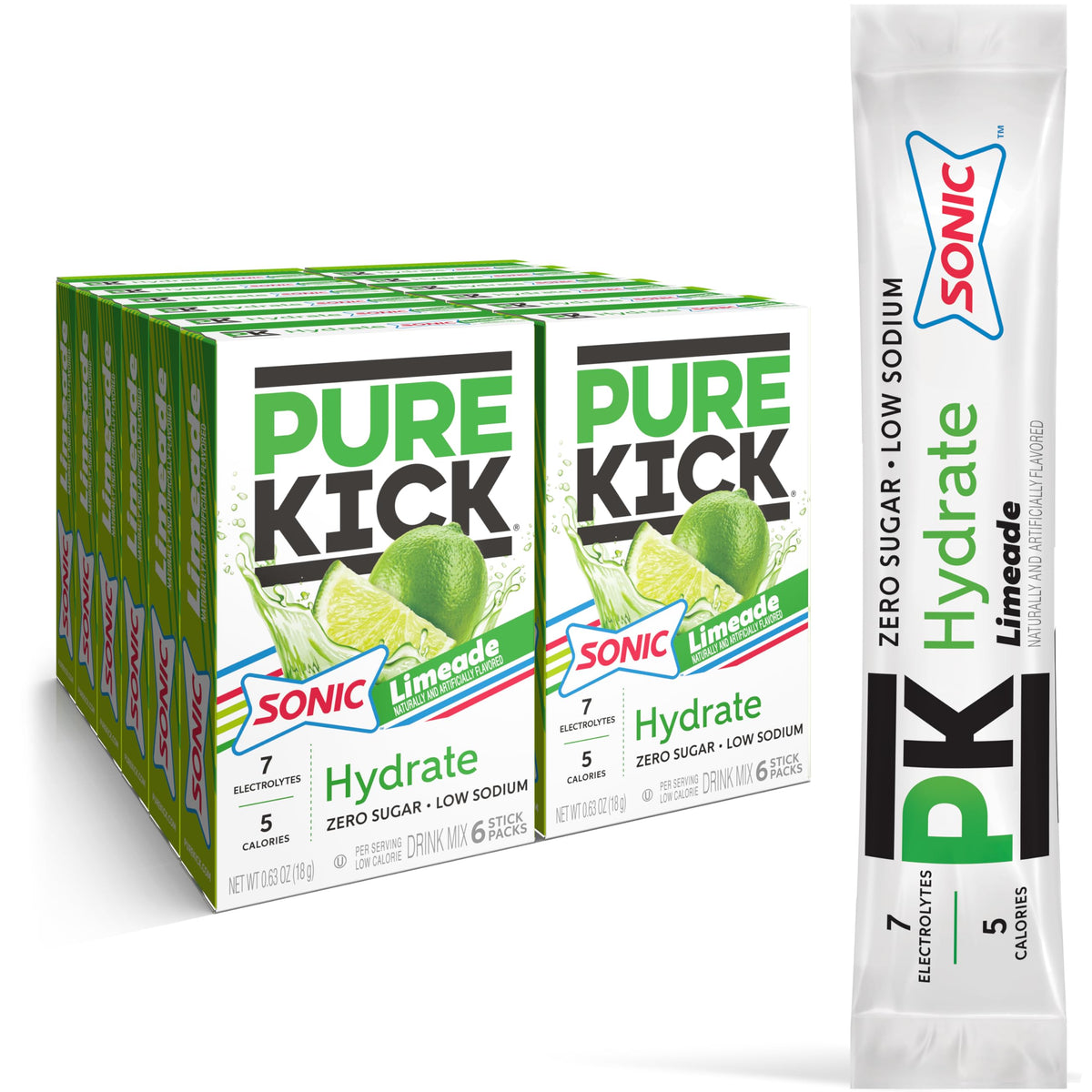 Pure Kick frente del empaque mostrando 72 sobres y ventaja de cantidad