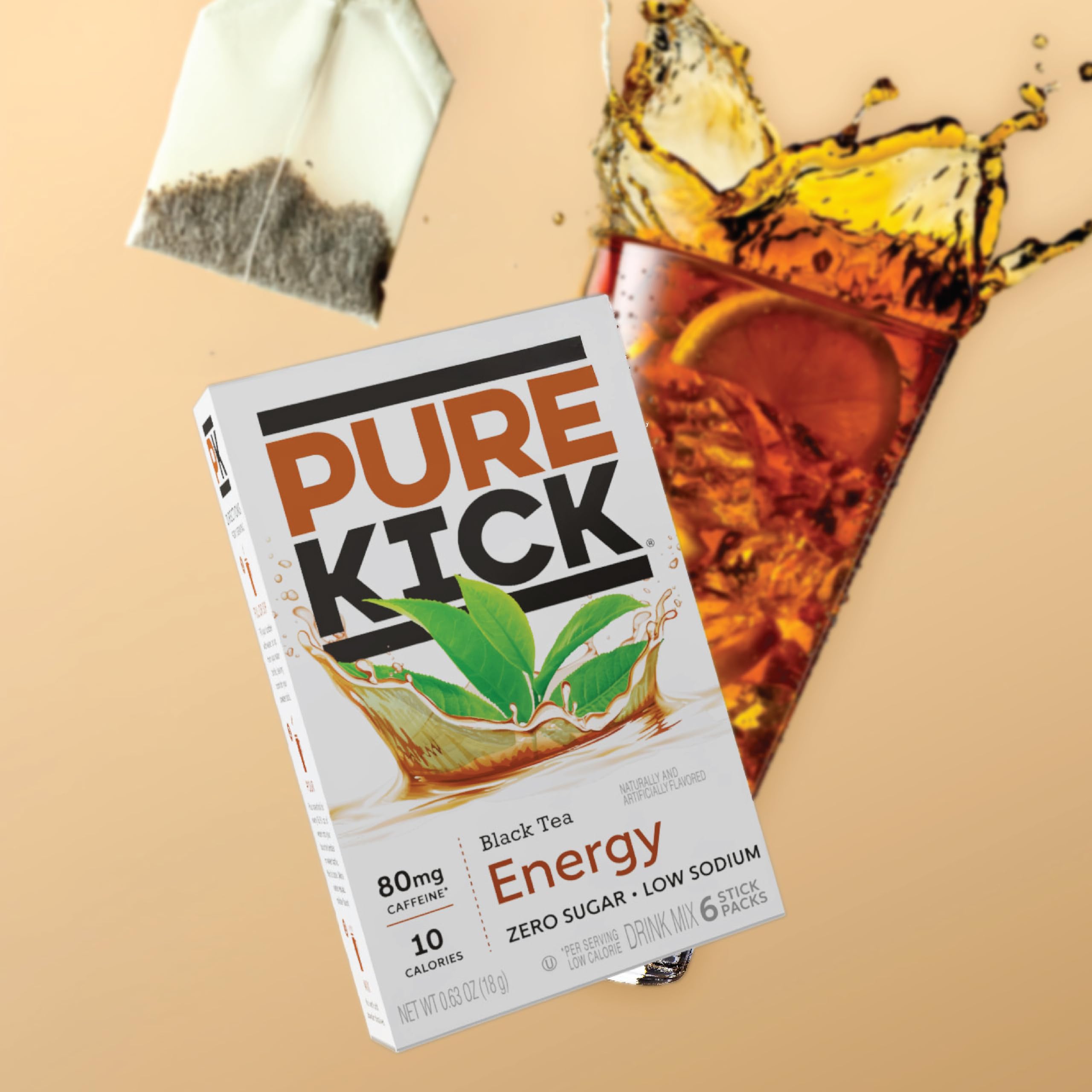 Pure Kick vaso preparado con hielo indicando sabor clásico y refrescante