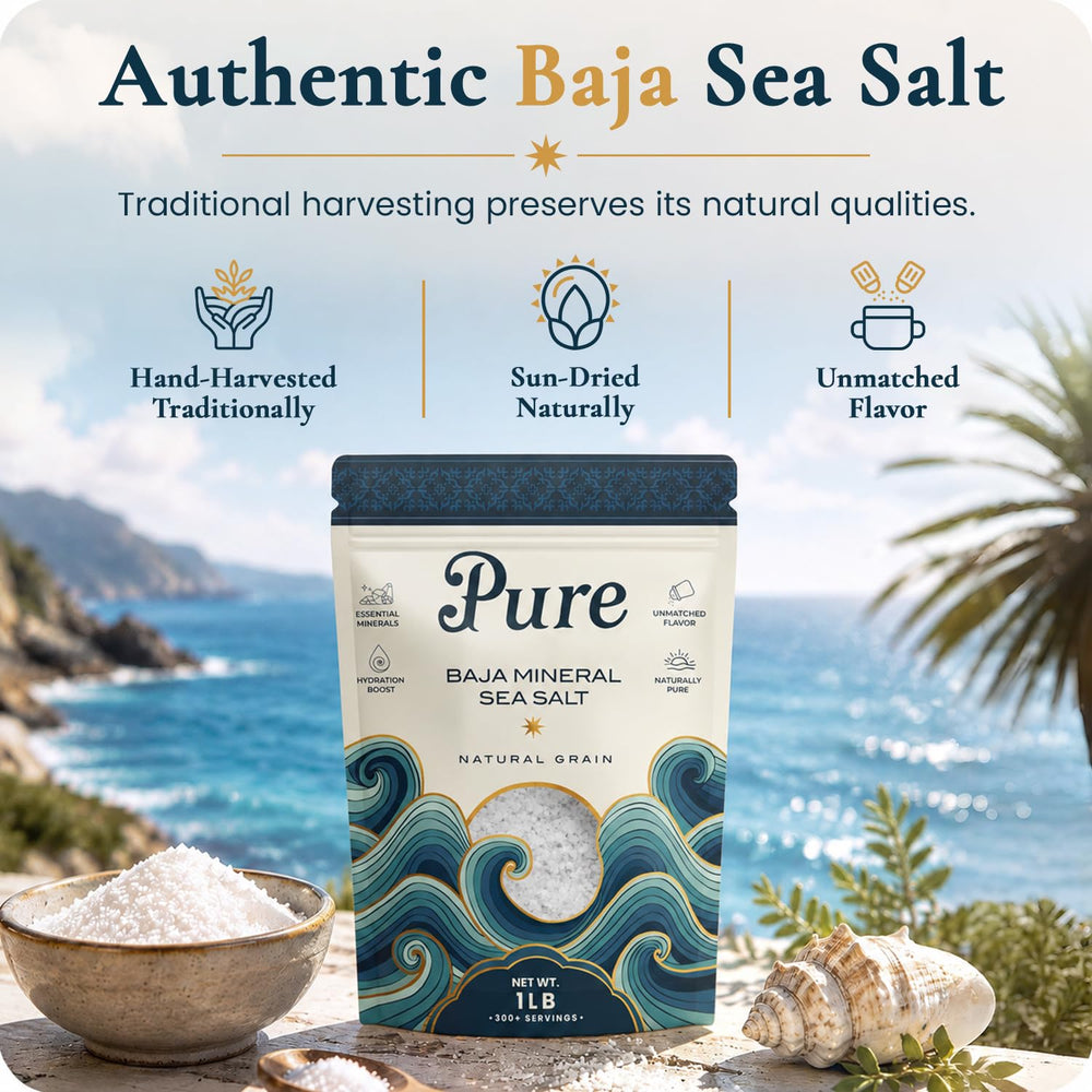 Pure Sea Salts en playa de Baja representando cosecha tradicional natural