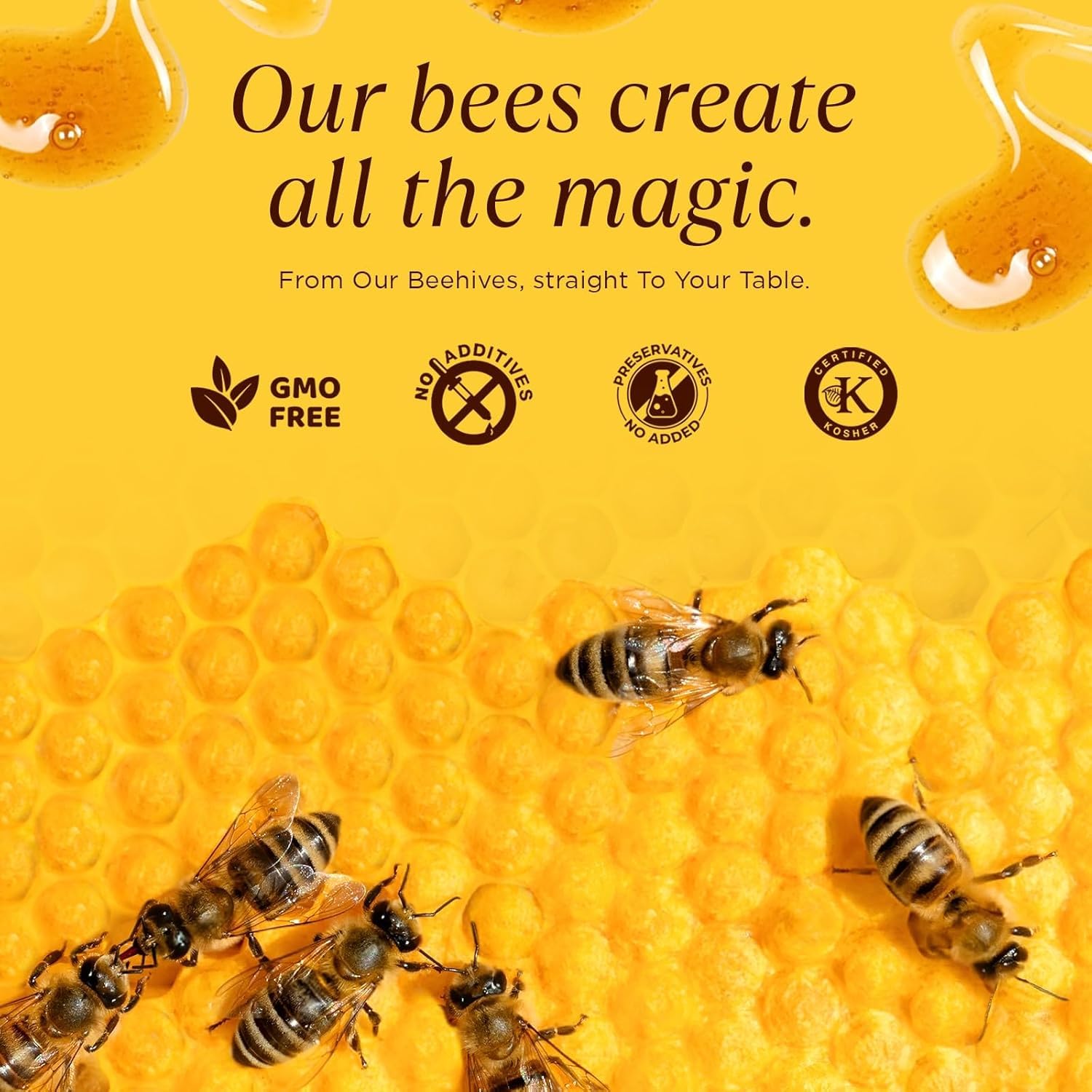 Pure Southern Honey comparación en mano para mostrar tamaño de 5 libras y uso doméstico
