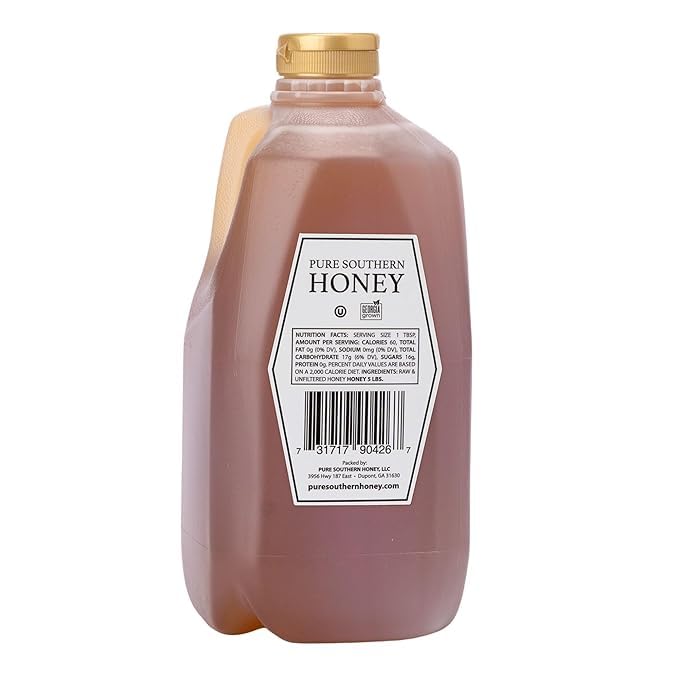 Pure Southern Honey textura cercana de miel cruda que muestra cristales finos y pureza