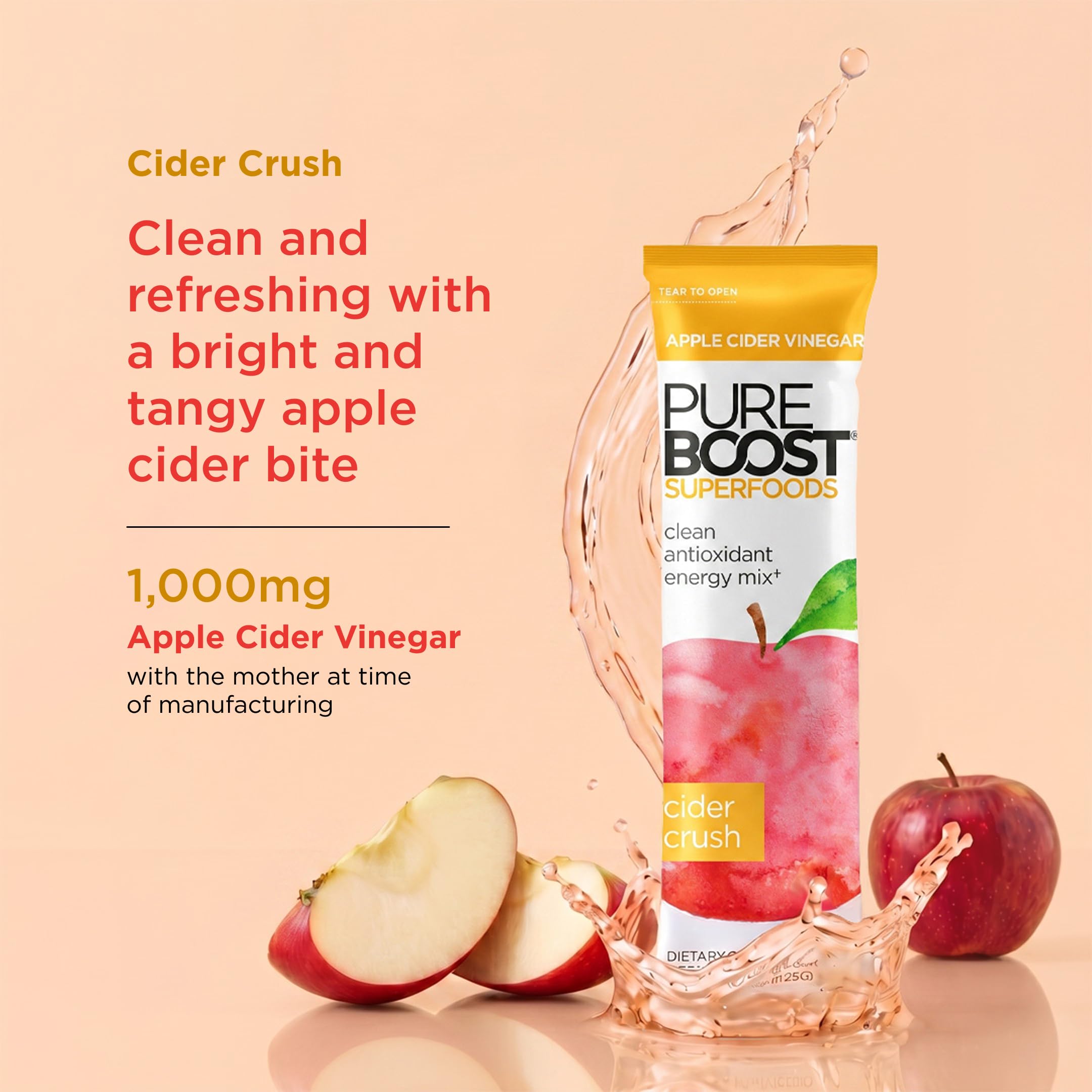 Pureboost bebida preparada en botella para llevar con sabor Cider Crush refrescante