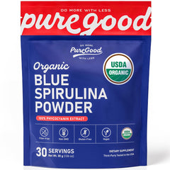 PureGood espirulina azul vista frontal, color natural vibrante